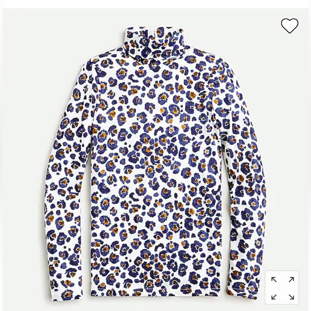 J CREW Tissue Turtleneck in Watercolor Leopard Medium AS746 NWT